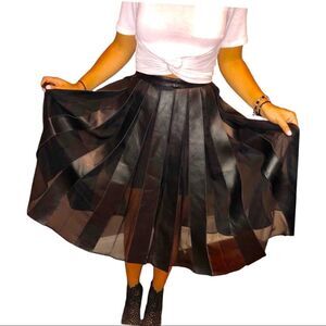 Nicholas Leather and Chiffon Carwash Midi S…
